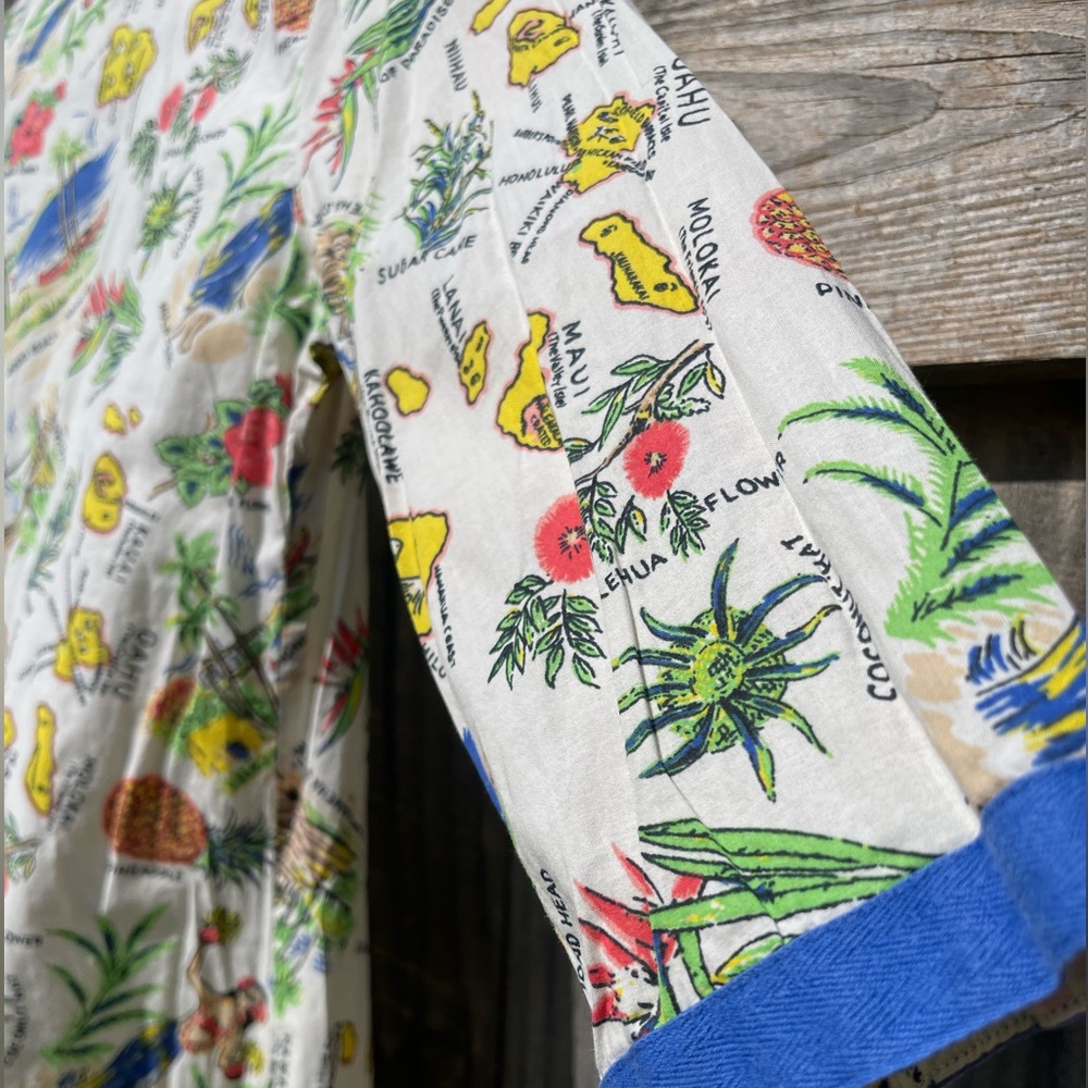 J. Crew White Hawaiian Print Tunic with Blue Trim - Picture 9 of 9